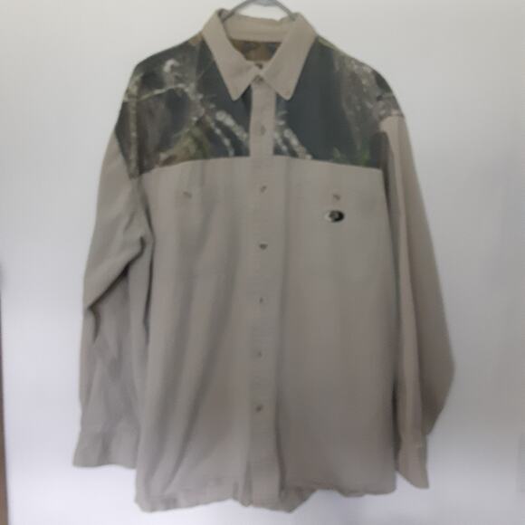 Mossy Oak Long Sleeve Button Up Shirt Men’s Size XL Embroidered Beige Camo - Picture 1 of 9